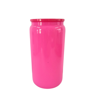 Custom 500ml Solid Coloured Cola Glass with Plastic Lid & Glass Straw