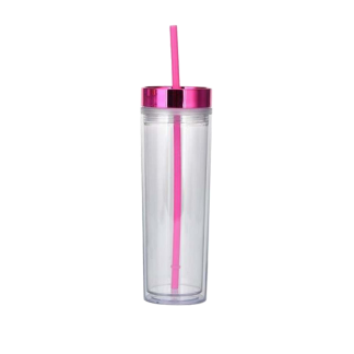 Custom 500ml Acrylic Skinny Tumblers with Coloured Lids