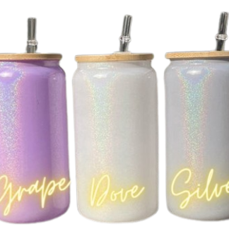 Custom 500ml Shimmer Cola Glass with Bamboo Lid & Straw